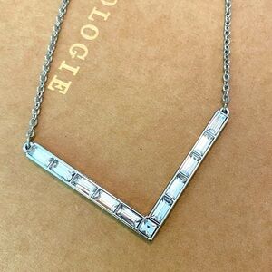 Silver Emerald Cut Cubic Zirconia Long Necklace